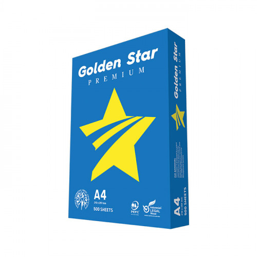 Carta da Stampa Multiuso per Stampante Ufficio e Casa "Golden Star Premium", Formato A4 (21x29,7 cm), Risma da 500 Fogli