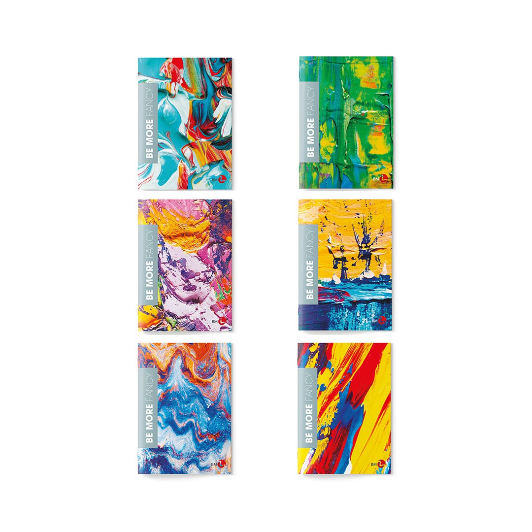 Confezione da 10 quaderni BM Be More Fancy a quadretti da 5mm fogli spessi 100g con copertine artistiche Confezione da 10 quaderni BM Be More Fancy a quadretti da 5mm fogli spessi 100g con copertine artistiche