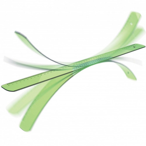 Righe e righelli Arda Elastika, di colore verde trasparente, indistruttibili nelle normali condizioni di utilizzo