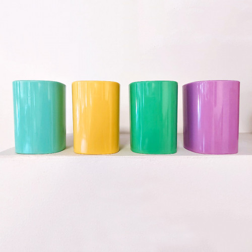 Portapenne e matite TintaUnita a forma di bicchiere cilindrico, colorati e decorati con faccine sorridenti (smile)