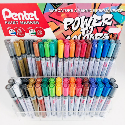 Pentel Paint Marker, Marcatori a Vernice Permanente Tratto Fine (1,5 mm) ed Media (2,5 mm), Colori Vari