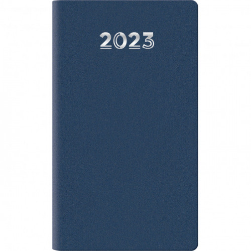 Agenda 2023 con copertina cartonata di colore blu.