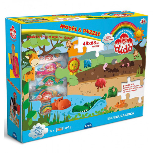 Didò "Model & Puzzle Savana" (Fila): Pasta da Modellare con Puzzle a Tema Animali Savana per Bambini e Bambine 3+