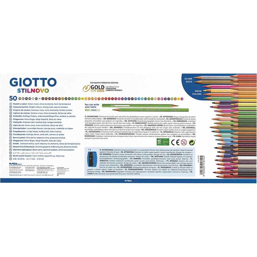 Set da 50 Matite Colorate Giotto Stilnovo e Temperino