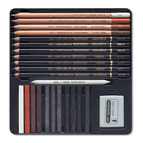 Set artistico da 24 pezzi per disegnare e realizzare schizzi, sfumature e chiaroscuri