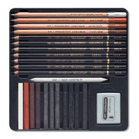Set artistico da 24 pezzi per disegnare e realizzare schizzi, sfumature e chiaroscuri