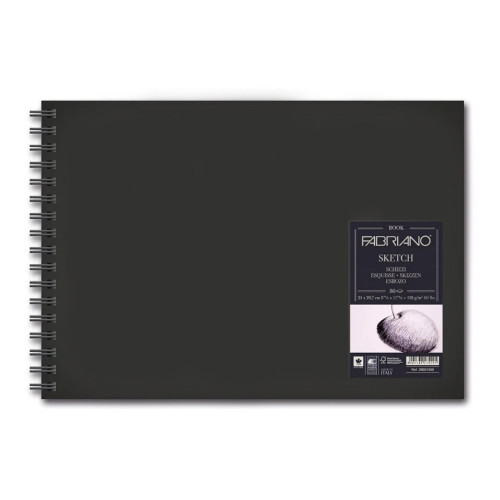 Blocco Sketch Book Fabriano, Album per Schizzi A5 (14,8x21cm) Spiralato di Lato, 80 Fogli 110g/m²