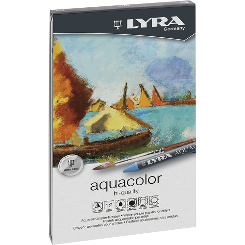 Lyra Aquacolor Confezione da 12 Pastelli a Cera Acquarellabili per Uso Artistico