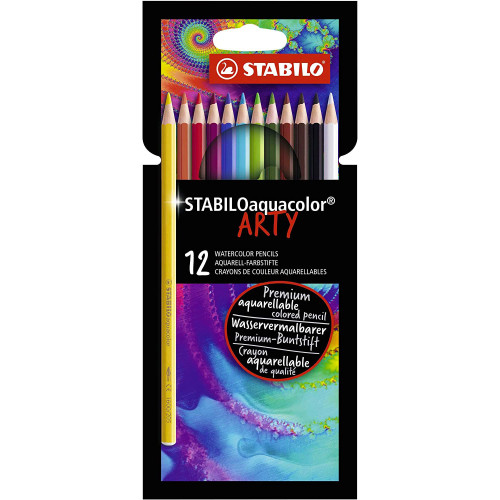 Matite Colorate Acquarellabili STABILO aquacolor Arty, confezione in cartoncino da 12