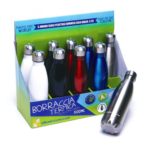 Bottiglie Termiche in Acciaio Inox Colorate, Borracce Capienza 500ml, per Bevande Calde o Fredde