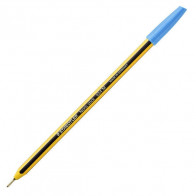 Penna a sfera Noris Stick 434 con fusto esagonale giallo e nero e puntale in ottone colore azzurro