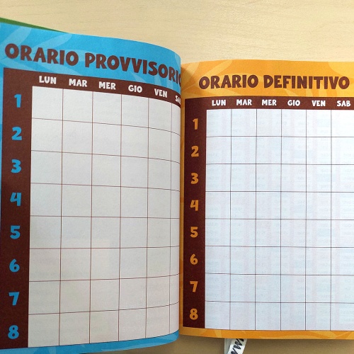 Nel diario scuola ufficiale WWF 2025-2026 sono presenti le pagine per segnare orario provvisorio e definitivo