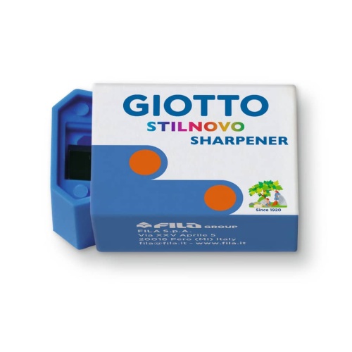 Temperino azzurro dotato di una lama in metallo e un corpo ergonomico in plastica